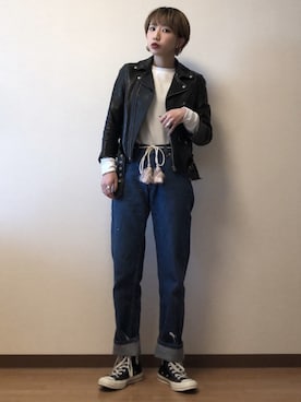 「アイテム（ピアス（両耳用））」を使った、も も かさん（レディース・157cm・20代）の秋コーディネート