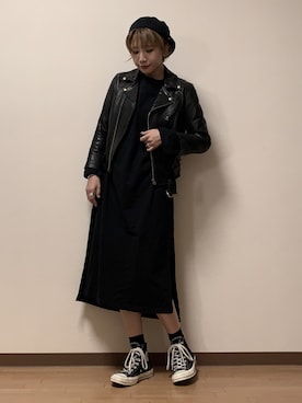 「STUDIOUS（ステュディオス）のアイテム（帽子）」を使った、も も かさん（レディース・157cm）の秋コーディネート