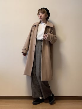 「STUDIOUS（ステュディオス）のアイテム（帽子）」を使った、も も かさん（レディース・157cm）の冬コーディネート
