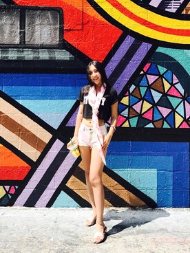 「STUART WEITZMAN（スチュアートワイツマン）のアイテム（スリッポン）」を使った、Monica不会喉咙痛さん（レディース・163cm）の夏コーディネート