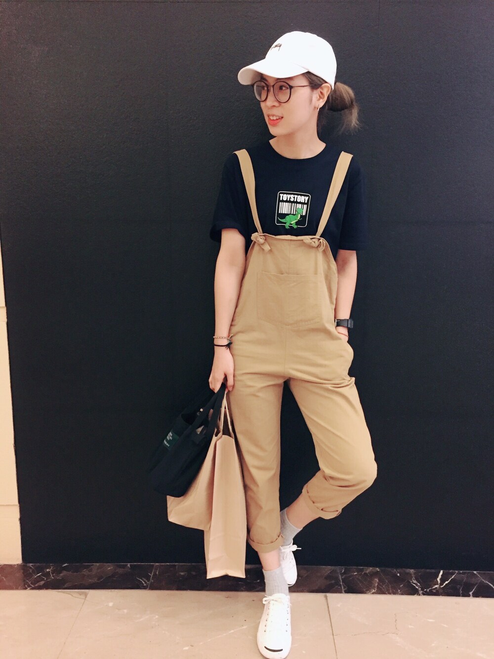 「outfit」｜「QUEEN SHOPのアイテム（サロペット/オーバーオール、その他）」を使った、劉宓宓さん（レディース・168cm）の夏コーディネートの1枚目の写真