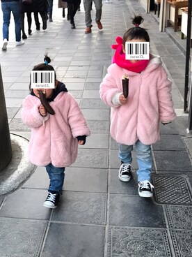 「UNIQLO（ユニクロ）のアイテム（ジャケット/アウター、ピンク系）」を使った、sacan.さん（レディース）の冬コーディネート
