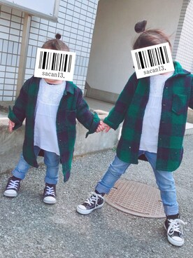 「H&M（エイチ・アンド・エム）のアイテム（デニムパンツ、ブルー系）」を使った、sacan.さん（レディース）の春コーディネート