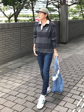 「ラガーシャツ」｜じゅりがーＺさん（レディース・157cm）の秋コーディネート