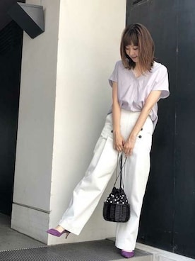 「スキッパーシャツ」｜nano・universe webeditorさん（レディース・162cm）の春コーディネート