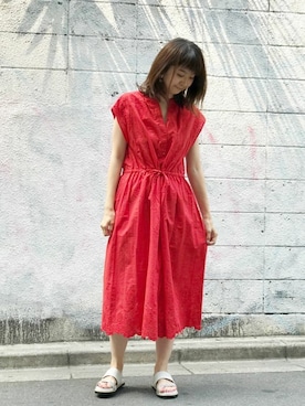 「アイテム（ワンピース/ドレス、レッド系）」を使った、nano・universe webeditorさん（レディース・162cm）の夏コーディネート