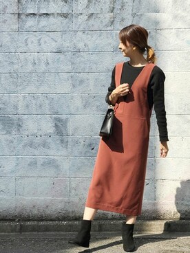 「NANO universe（ナノユニバース）のアイテム（ジャンパースカート）」を使った、nano・universe webeditorさん（レディース・162cm）の秋コーディネート