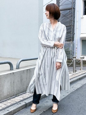 「NANO universe（ナノユニバース）のアイテム（シャツワンピース）」を使った、nano・universe webeditorさん（レディース・162cm）の夏コーディネート