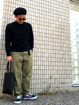「VANS（バンズ）のVANS ヴァンズ OLD SKOOL オールドスクール VN0A38G1QSU SCARAB/T.WHT（スニーカー）」を使った、T.Oさん（メンズ・168cm・20代）の冬コーディネート