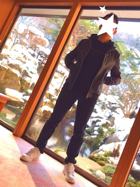 「真っ黒コーデ」｜「アイテム（ブルゾン）」を使った、#yutaさん（メンズ・176cm）の冬コーディネート