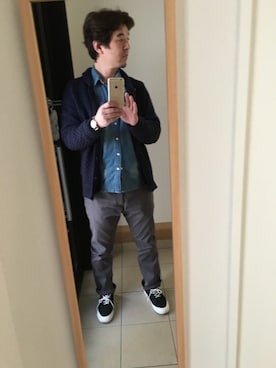 「Eddie Bauer（エディーバウアー）のアイテム（ニット/セーター）」を使った、SWDさん（メンズ・175cm）の冬コーディネート