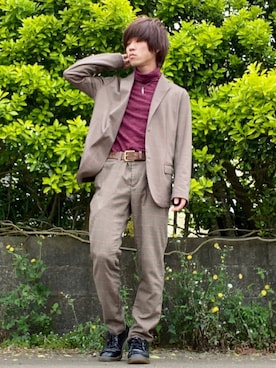 「ドレスアップ」｜「アイテム（ジャケット/アウター）」を使った、なーさん（メンズ・162cm）の春コーディネート