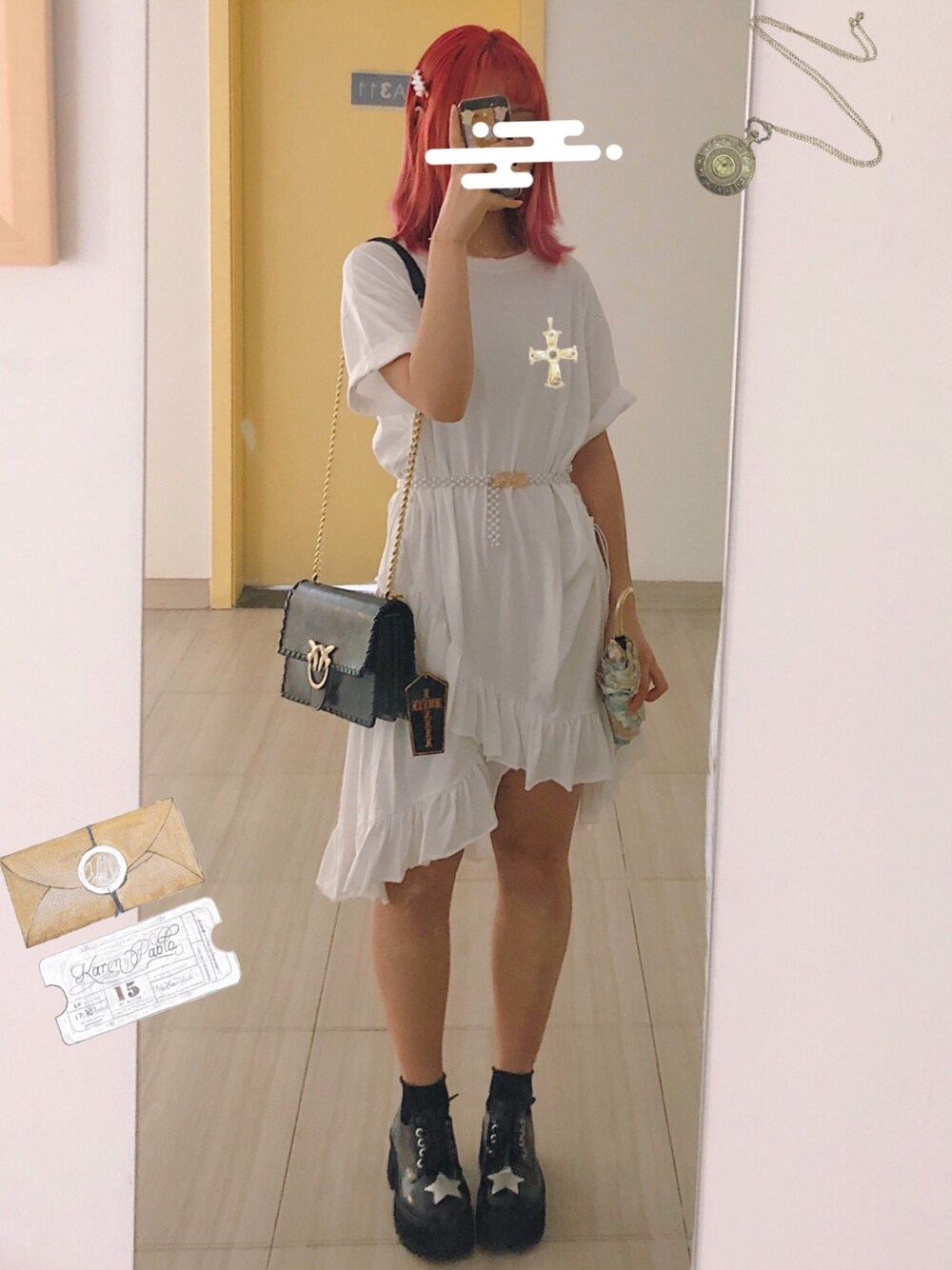「ootd、白Tシャツ、今日のコーデ、夏コーデ」｜「onespoのアイテム（Tシャツ/カットソー、ホワイト系）」を使った、Mauvemailさん（レディース・170cm）の夏コーディネートの1枚目の写真