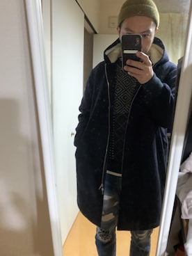 「BUTWIN（バトウィン）のアイテム（ステンカラーコート）」を使った、MAYBE TOMORROWさん（メンズ・172cm）の冬コーディネート