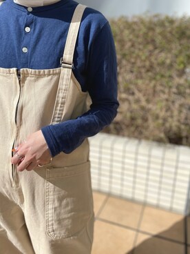 「EKAL（エカル）のアイテム（オールインワン・サロペット）」を使った、ホンダ マユさん（レディース・152cm）の春コーディネート