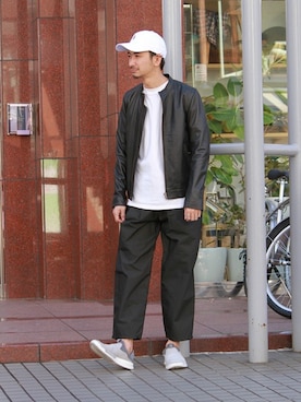 「JOURNAL STANDARD relume（ジャーナルスタンダード　レリューム）のアイテム（ライダースジャケット）」を使った、enoさん（メンズ・174cm）の冬コーディネート