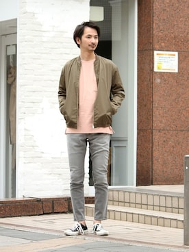 「JOURNAL STANDARD relume（ジャーナルスタンダード　レリューム）のアイテム（MA-1）」を使った、enoさん（メンズ・174cm）の春コーディネート