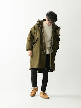 「schott（ショット）のアイテム（モッズコート）」を使った、enoさん（メンズ・174cm）の冬コーディネート