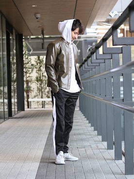 「JOURNAL STANDARD relume（ジャーナルスタンダード　レリューム）のアイテム（ライダースジャケット）」を使った、enoさん（メンズ・174cm）の冬コーディネート