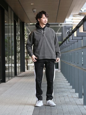 「CHUMS（チャムス）のアイテム（スウェット）」を使った、enoさん（メンズ・174cm）の冬コーディネート
