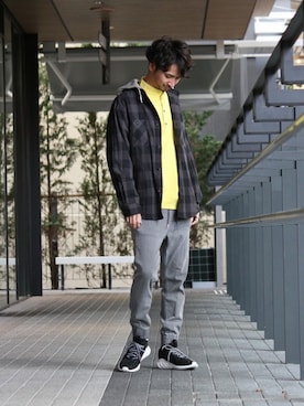 「CHUMS（チャムス）のアイテム（スウェット）」を使った、enoさん（メンズ・174cm）の冬コーディネート
