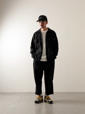 「UNIVERSAL OVERALL（ユニバーサルオーバーオール）のアイテム（その他アウター）」を使った、enoさん（メンズ・174cm）の夏コーディネート