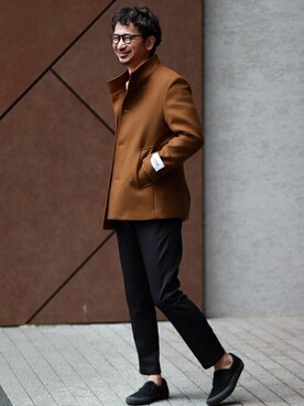 「JOURNAL STANDARD relume（ジャーナルスタンダード　レリューム）のアイテム（チェスターコート）」を使った、enoさん（メンズ・174cm）の秋コーディネート
