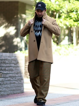 「JOURNAL STANDARD relume（ジャーナルスタンダード　レリューム）のアイテム（チェスターコート）」を使った、enoさん（メンズ・174cm）の秋コーディネート