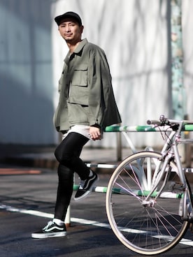 「JOURNAL STANDARD relume（ジャーナルスタンダード　レリューム）のアイテム（ミリタリージャケット）」を使った、enoさん（メンズ・174cm）の冬コーディネート
