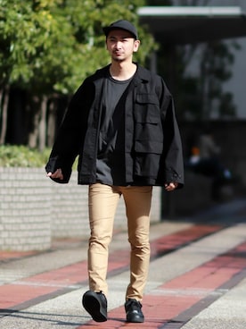 「JOURNAL STANDARD relume（ジャーナルスタンダード　レリューム）のアイテム（ミリタリージャケット）」を使った、enoさん（メンズ・174cm）の冬コーディネート
