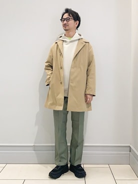 「JOURNAL STANDARD relume（ジャーナルスタンダード　レリューム）のアイテム（ステンカラーコート）」を使った、enoさん（メンズ・174cm）の春コーディネート