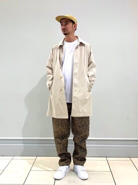 「JOURNAL STANDARD relume（ジャーナルスタンダード　レリューム）のアイテム（ステンカラーコート）」を使った、enoさん（メンズ・174cm）の春コーディネート