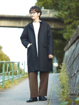 「JOURNAL STANDARD relume（ジャーナルスタンダード　レリューム）のアイテム（チェスターコート）」を使った、enoさん（メンズ・174cm）の秋コーディネート