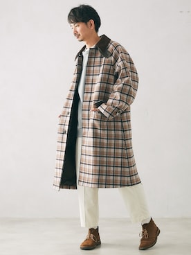 「JOURNAL STANDARD relume（ジャーナルスタンダード　レリューム）のアイテム（ステンカラーコート）」を使った、enoさん（メンズ・174cm）の秋コーディネート