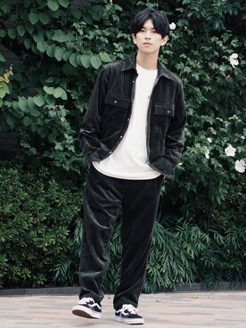 「UNION STATION（ユニオンステーション）のコーデュロイシェフパンツ（その他パンツ）」を使った、斉藤慎也さん（メンズ・170cm）の秋コーディネート