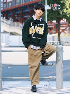 「FREAK'S STORE（フリークスストア）のアイテム（テーラードジャケット）」を使った、斉藤慎也さん（メンズ・170cm）の秋コーディネート