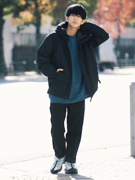 「RAGEBLUE（レイジブルー）のアイテム（ダウンジャケット/コート）」を使った、斉藤慎也さん（メンズ・170cm）の冬コーディネート