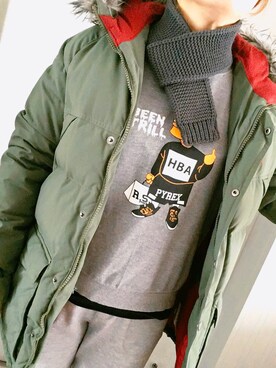「コーディネート」｜「アイテム（ダウンジャケット/コート）」を使った、AilanKim🇰🇷さん（レディース・160cm）の冬コーディネート