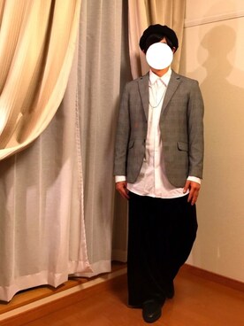 「グレンチェック」｜「アイテム（ハンチング/ベレー帽）」を使った、Nさん（メンズ・170cm）の秋コーディネート