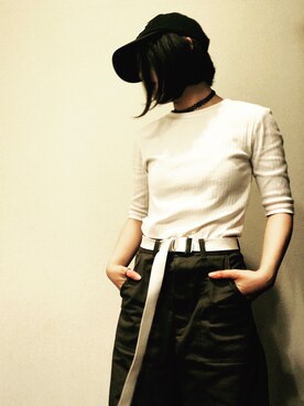 「ジーユーコーデ」｜「アイテム（キャップ）」を使った、kekoさん（レディース・152cm）の春コーディネート