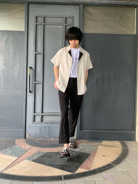 「markaware（マーカウェア）のアイテム（スラックス）」を使った、shuuhei9さん（メンズ・180cm）の春コーディネート