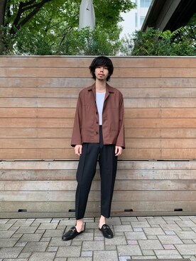 「markaware（マーカウェア）のアイテム（スラックス）」を使った、shuuhei9さん（メンズ・180cm）の春コーディネート