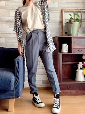 「mercibeaucoup,（メルシーボークー）のアイテム（カーディガン/ボレロ）」を使った、nayukiさん（レディース・156cm）の夏コーディネート