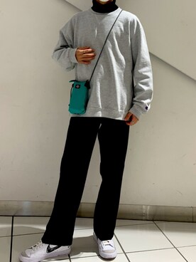 「Champion（チャンピオン）のアイテム（ニット/セーター）」を使った、けけリズムさん（メンズ・165cm）の秋コーディネート