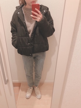 「GRL（グレイル）のテーパードデニムパンツ（デニムパンツ）」を使った、𝕡𝕪𝕠𝕟 ⋆⑅さん（レディース・152cm）の冬コーディネート