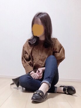 「GU（ジーユー）の（GU）スキニージーンズＥ（WOMEN ⁄ ジーンズ）」を使った、𝕡𝕪𝕠𝕟 ⋆⑅さん（レディース・152cm）の秋コーディネート