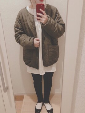 「reca（レカ）のゆったりラフな着心地◆超ビッグシルエットカットソー（Tシャツ/カットソー）」を使った、𝕡𝕪𝕠𝕟 ⋆⑅さん（レディース・152cm）の冬コーディネート