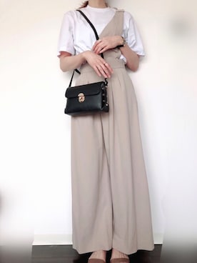 「STUDIOUS（ステュディオス）のアイテム（オールインワン・サロペット）」を使った、 mizuki(フォロ バします)さん（レディース・163cm）の夏コーディネート
