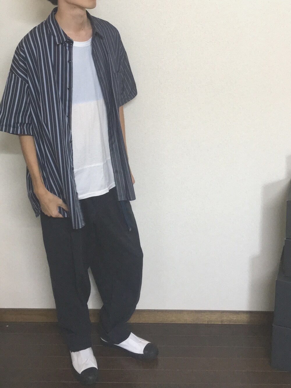 「おしゃれさんと繋がりたい、HARE、ALOYE、converse、jack purcell、COMME des GARCONS」｜「CONVERSEのJACK PURCELL GORESLIP RH/ジャックパーセル ゴアスリップ RH（スニーカー、ホワイト系）」を使った、Rikuoさん（メンズ・180cm）の秋コーディネートの1枚目の写真