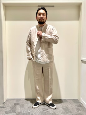「URBAN RESEARCH DOORS（アーバンリサーチドアーズ）のハードマンズリネン 2タックトラウザー（その他パンツ）」を使った、takeshimaさん（メンズ・180cm）の春コーディネート